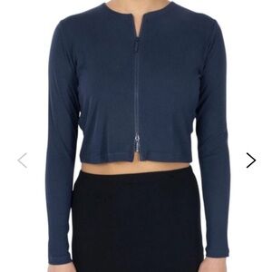 POINT | Zip Crop Cardigan NAVY XL